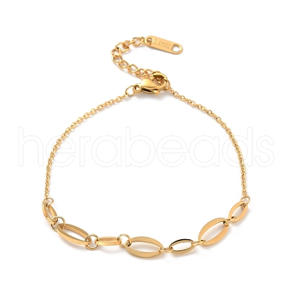 304 Stainless Steel Oval Link Bracelet for Women BJEW-G640-07G-1