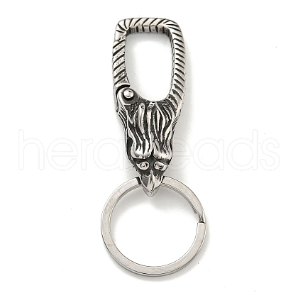 Tibetan Style 316 Surgical Stainless Steel Fittings with 304 Stainless Steel Key Ring FIND-Q101-06AS-02-1