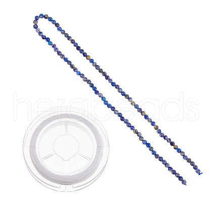 FIBLOOM DIY Natural Lapis Lazuli Round Beaded Stretch Bracelet Making Kit G-FI0001-16-1