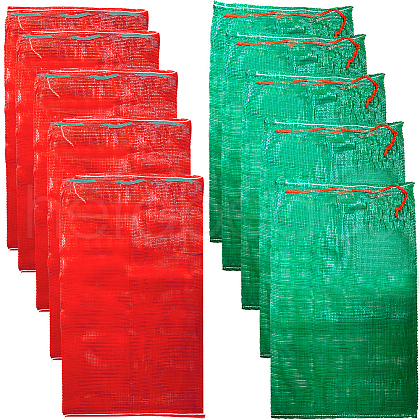 CREATCABIN 10Pcs 2 Colors Christmas Themed Plastic Drawstring Bags ABAG-CN0001-10-1