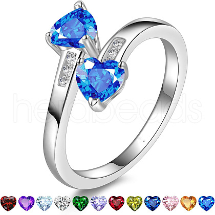 Heart 304 Stainless Steel with Cubic Zirconia Cuff Rings FS-WG2909F-34-1