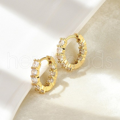 Brass Micro Pave Clear Cubic Zirconia Hoop Earrings EJEW-D311-136G-1