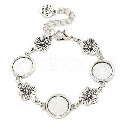 Antique Silver Plated Alloy Link Chain Bracelet Making MAK-K023-02F-AS-1