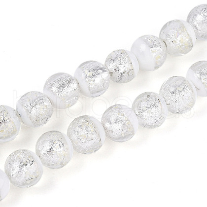 Luminous Handmade Lampwork Silver Foil Beads Strand FOIL-N029-03A-1