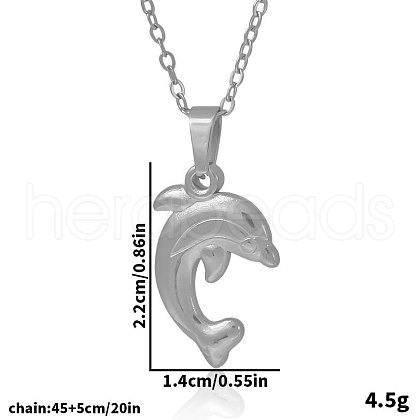 Stainless Steel Dolphin Pendant Necklaces for Women LE2766-1-1