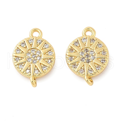 Brass Micro Pave Cubic Zirconia Connector Charms KK-U056-05G-1