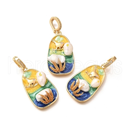 Brass Micro Pave Cubic Zirconia Pendents KK-R212-03G-02-1