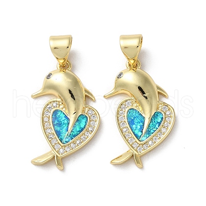 Brass Micro Pave Clear Cubic Zirconia Pendants KK-C045-02G-1
