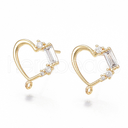 Brass Cubic Zirconia Stud Earring Findings X-KK-S350-001G-1