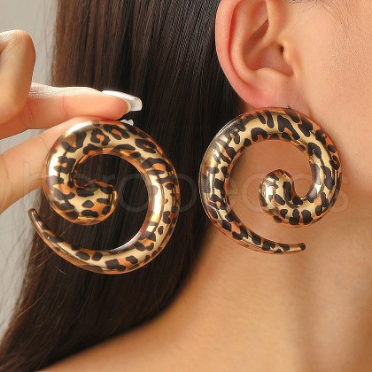 Spiral Alloy Stud Earrings EJEW-R021-01KCG-1