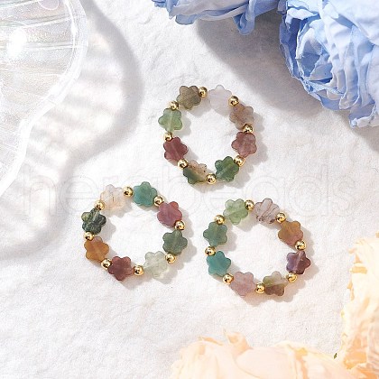 3Pcs Natural Indian Agate Finger Rings RJEW-JR00893-1