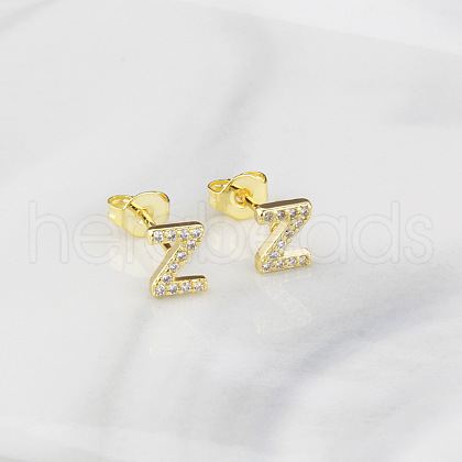 Brass Clear Cubic Zirconia Stud Earrings WGC2A80-26-1