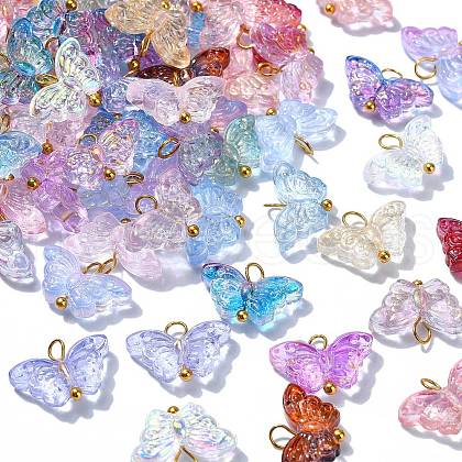 150Pcs 15 Colors Glass Charms PALLOY-CJ00040-1