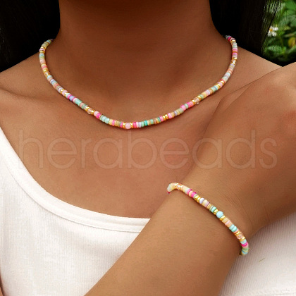 Fashionable European and American Style Shell Beaded Bracelets & Necklaces Set for Women VE9378-1