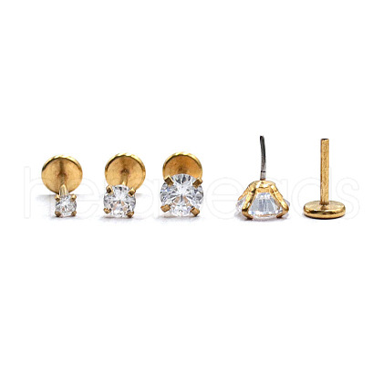 Stainless Steel Clear Cubic Zirconia Threadless Labret Stud WG18B1C-03-1