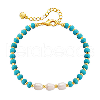 Mother's Day Jewellery Natural Pearl & Synthetic Turquoise Beaded bracelet EY2763-1