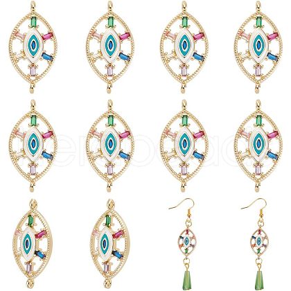 HOBBIESAY 10Pcs Brass Colorful Cubic Zirconia Connector Charms FIND-HY0001-23-1