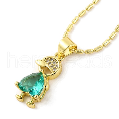 Brass Pave Cubic Zirconia Boy Love Pendant Necklaces for Women NJEW-S430-01G-04-1