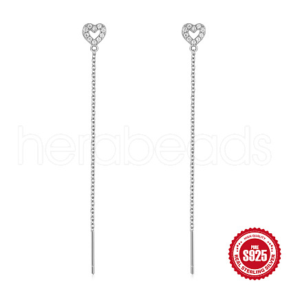S925 Sterling Silver Hollow Heart Chain Tassel Ear Thread DS1880-2-1