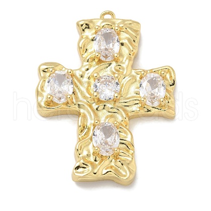Rack Plating Brass Micro Pave Cubic Zirconia Pendants KK-L224-014G-1