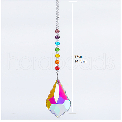 Chakra Theme K9 Crystal Glass Big Pendant Decorations HJEW-PW0001-019A-1