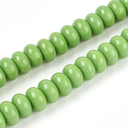 Opaque Spray Painted Glass Beads GLAA-ZX008-8mm-18B-1