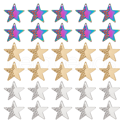 Unicraftale 36Pcs 3 Colors Ion Plating(IP) 304 Stainless Steel Pendants STAS-UN0044-92-1