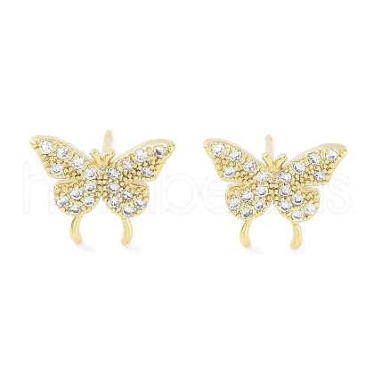 Brass Micro Pave Clear Cubic Zirconia Studs Earring for Women EJEW-S217-C06-1