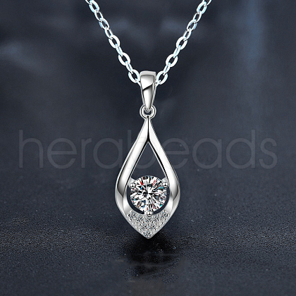 Teardrop 925 Sterling Silver Crystal Moissanite Pendant Necklaces for Women FS-WGA8F32-01-1