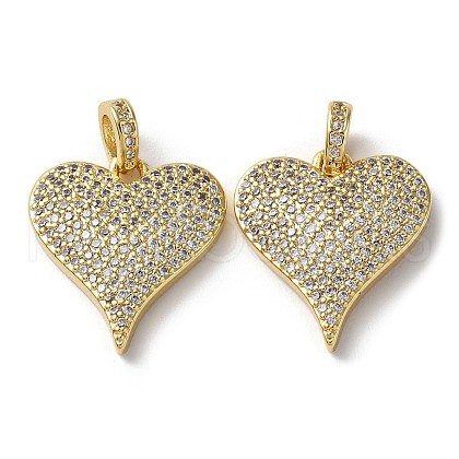 Rack Plating Clear Brass Micro Pave Cubic Zirconia Pendants KK-M254-09G-1