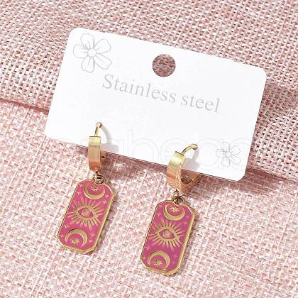 304 Stainless Steel Enamel Hoop Earrings for Women STAS-Z105-01G-05-1