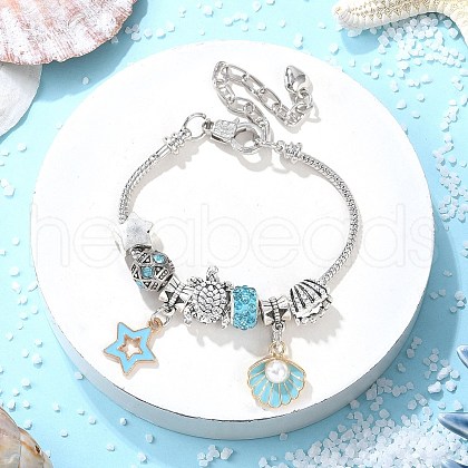 Ocaen Theme European Beads Charm Bracelet Set for Women BJEW-JB11587-01-1