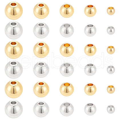   300Pcs 2 Colors 5 Sizes Rack Plating Brass Beads KK-PH0006-43-1