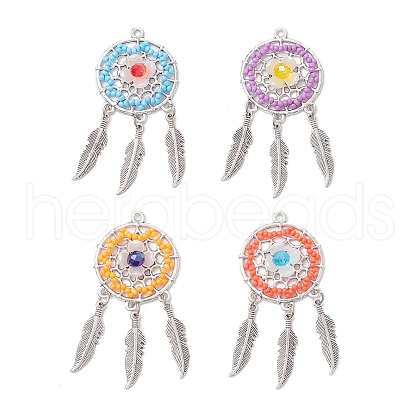 4Pcs 4 Colors Handmade Glass Seed Beads Pendants PALLOY-MZ00766-1