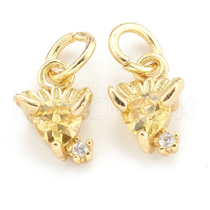 Brass Cubic Zirconia Pendants ZIRC-O041-02G-1