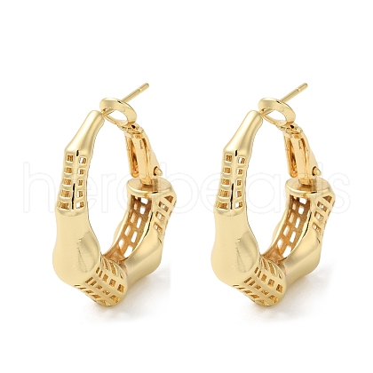 Rack Plating Brass Bamboo Stick Hoop Earrings for Women EJEW-A027-03G-1