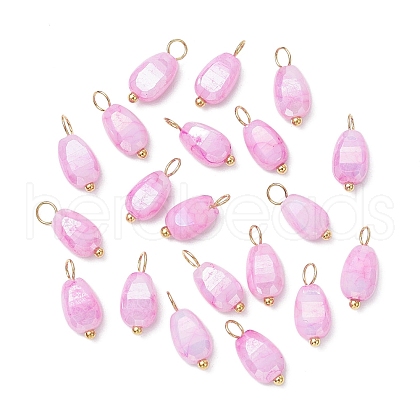 20Pcs Opaque Baking Painted Crackle Glass Charms PALLOY-JF03952-02-1