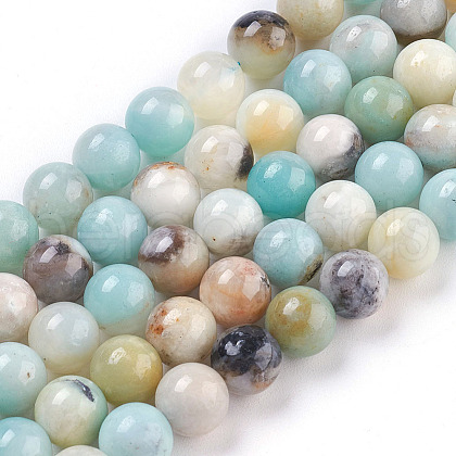 Natural Flower Amazonite Beads Strand G-E487-49-1