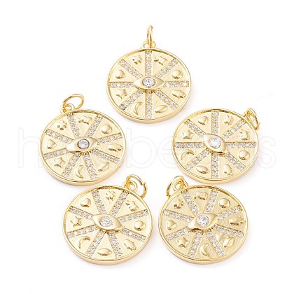 Brass Micro Pave Clear Cubic Zirconia Pendants ZIRC-I043-04G-1
