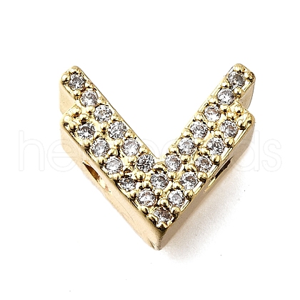 Brass Micro Pave Clear Cubic Zirconia Beads KK-B136-22G-1