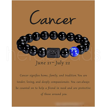 12 Constellation Natural Round Lapis Lazuli Beads Stretch Bracelets WGD22B0-14-1