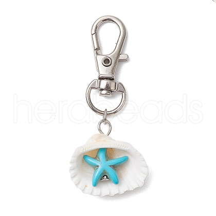 Synthetic Turquoise & Shell Pendant Decorations HJEW-JM03178-03-1