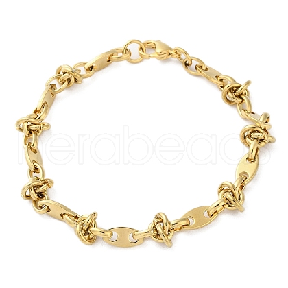 304 Stainless Steel Oval Link Chain Bracelets for Women BJEW-G712-09G-1