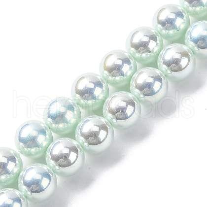 UV Plating Pearlized Glass Pearl Beads Strands GLAA-F128-01B-T13-1