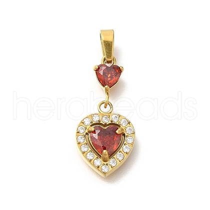 Ion Plating(IP) 304 Stainless Steel Micro Pave Cubic Zirconia Pendants STAS-H228-03G-01-1