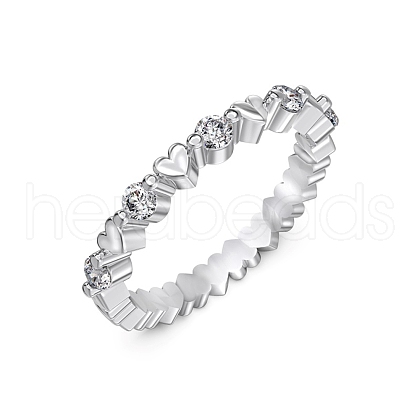 925 Sterling Silver Micro Pave Cubic Zirconia Finger Rings for Women RJEW-K253-10SP-1