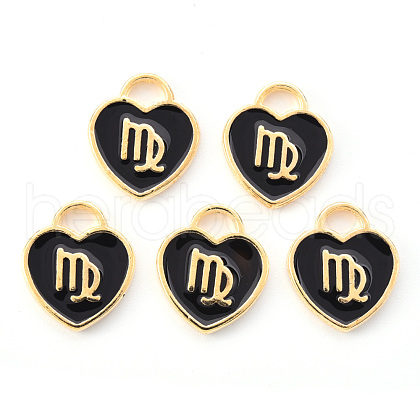 Light Gold Plated Alloy Enamel Pendants ENAM-R136-30-21-1