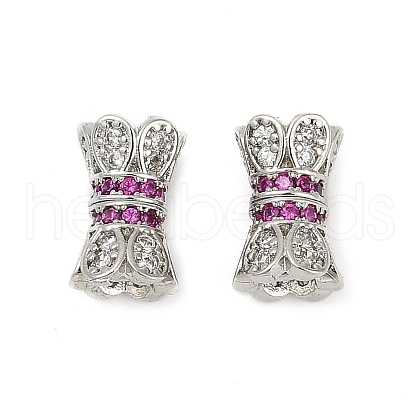 Brass Micro Pave Cubic Zirconia Screw Clasps KK-H202-15P-1