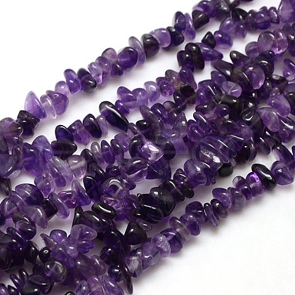 Natural Amethyst Chips Beads Strands G-P030-02-1