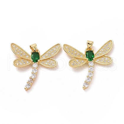 Brass Cubic Zirconia Pendants ZIRC-I062-16G-1